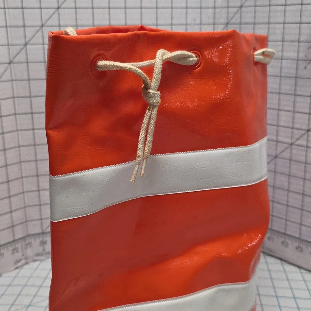 Orange and‎ White Vinyl Duffle/Tote Bag Vintage 1980s, Preloved